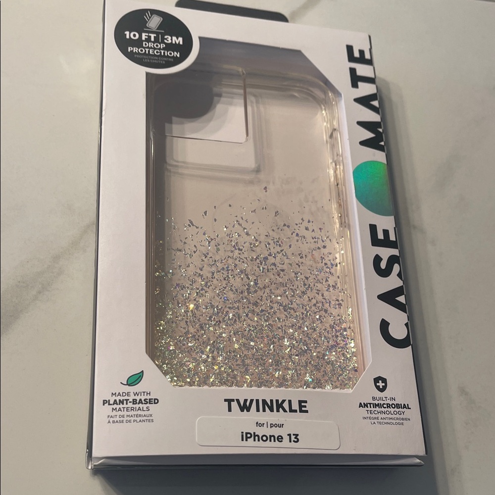 Case-Mate Twinkle iPhone 13 Case - Clear with Silver Glitter
